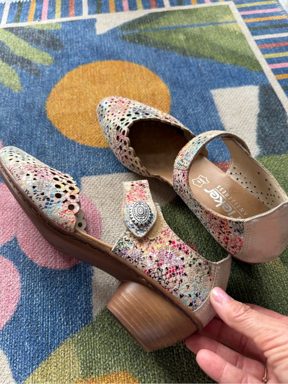 Rieker Multicolor Leather Mary Jane EUC